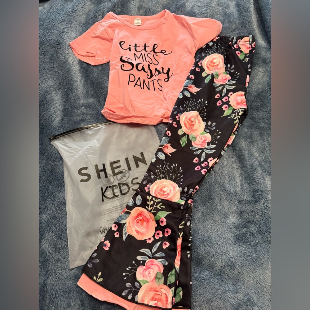 Shein Kids “Little Miss Sassy Pants” Outfit | Size 120 (US 6–7) - Picture 1 of 5
